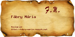 Fábry Mária névjegykártya